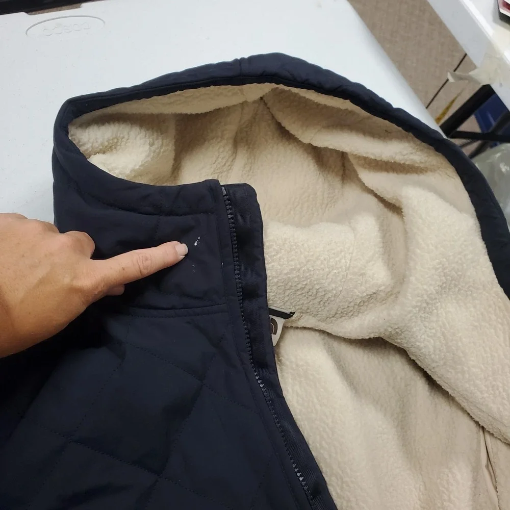 North Face Mens Cuchilla Quilted Jacket Size L Blue Insulated Fleece Lined Hood